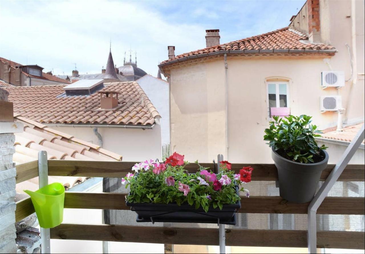 Beziers Studio Terrasse Bagian luar foto