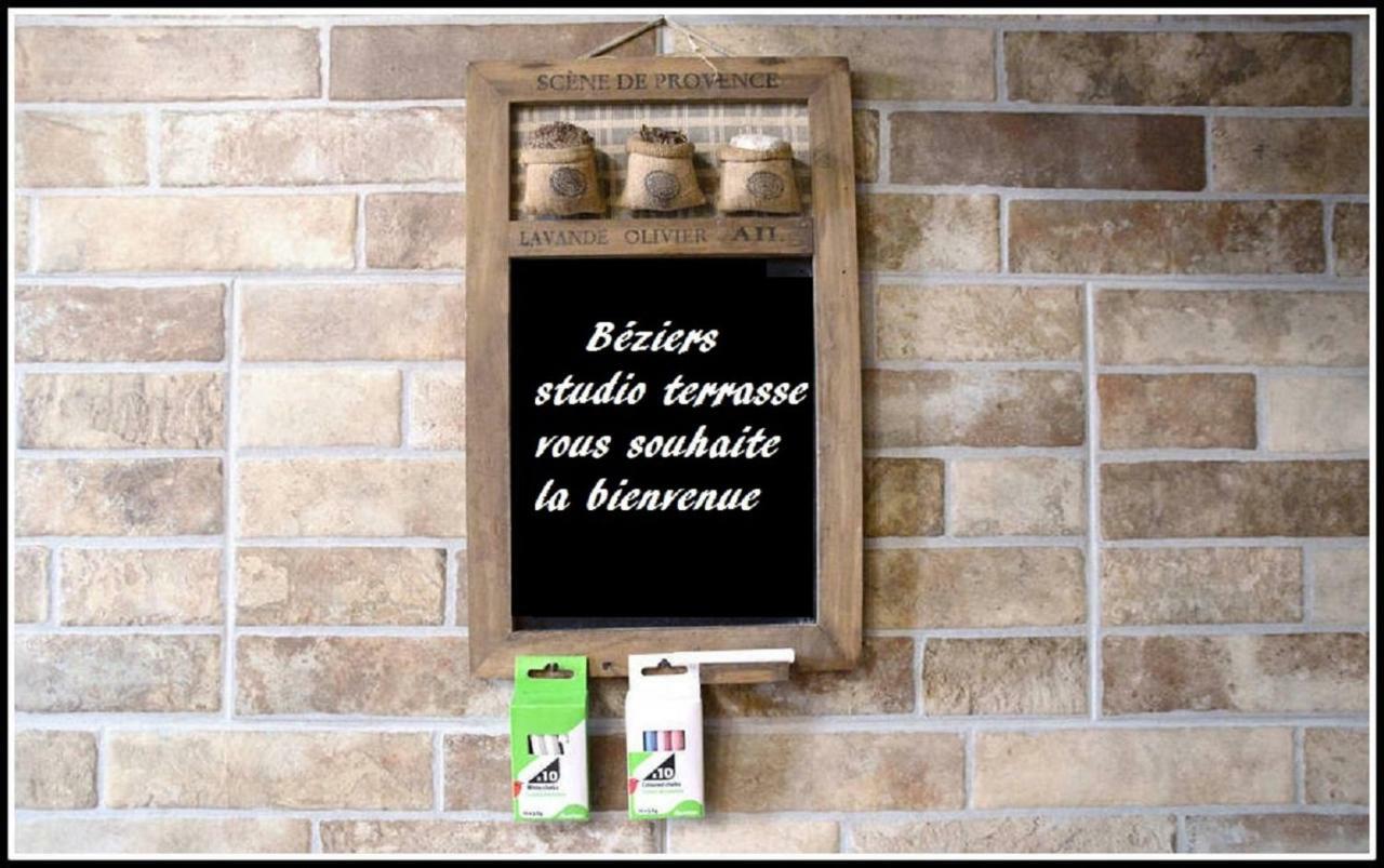 Beziers Studio Terrasse Bagian luar foto