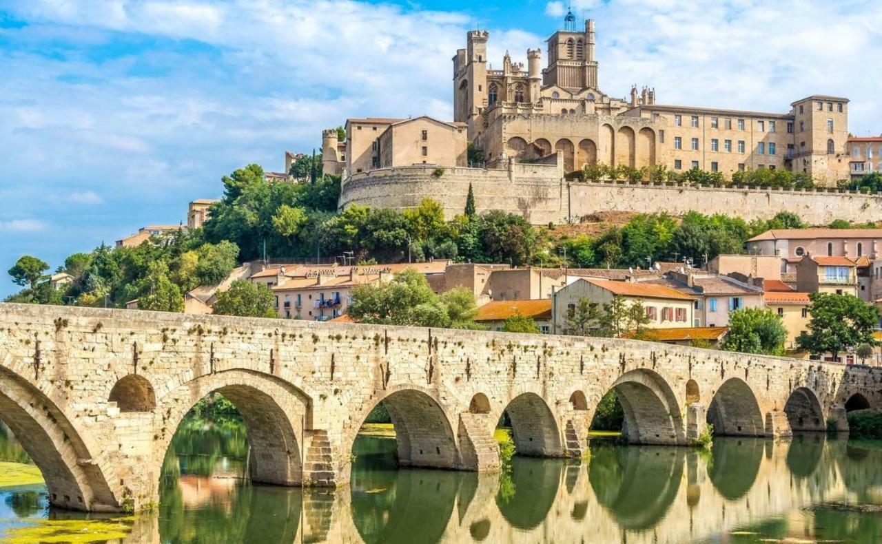 Beziers Studio Terrasse Bagian luar foto
