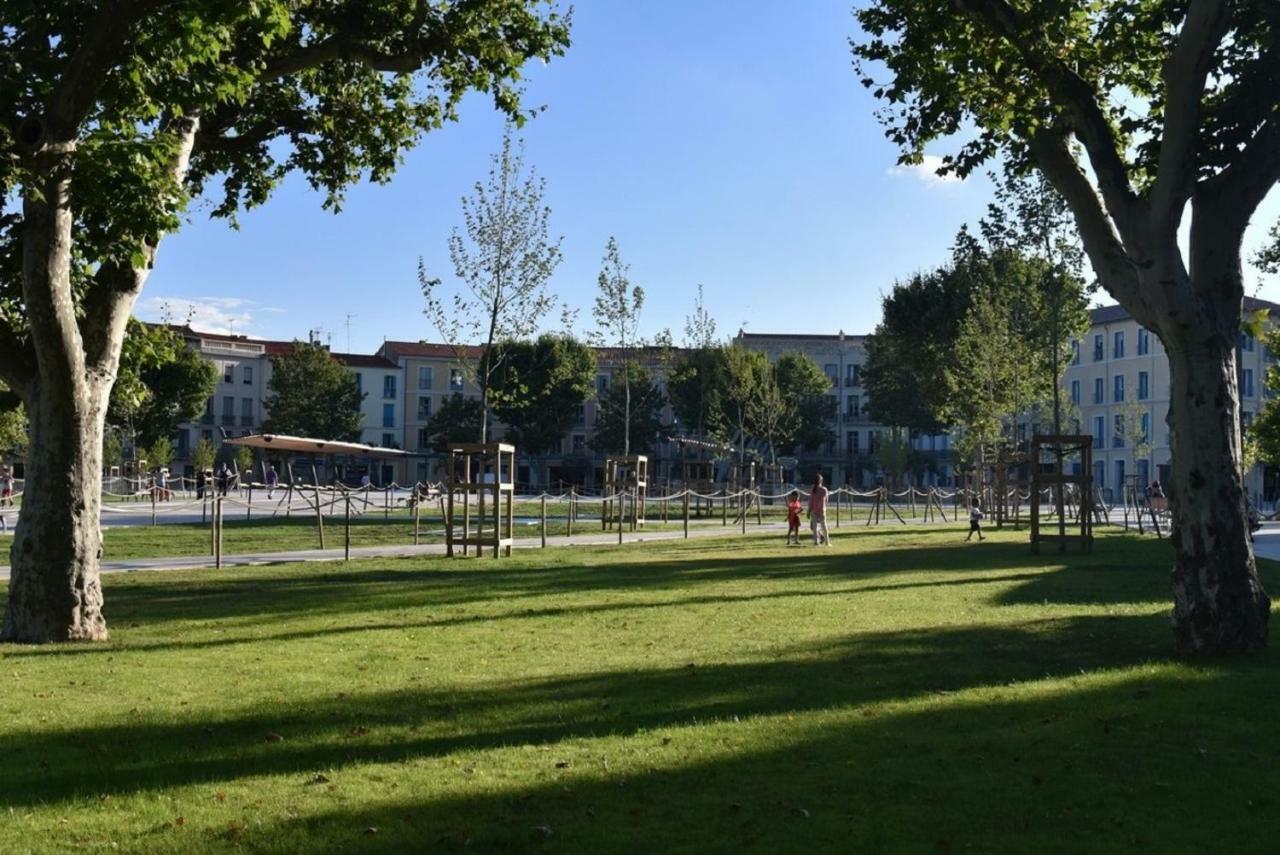 Beziers Studio Terrasse Bagian luar foto